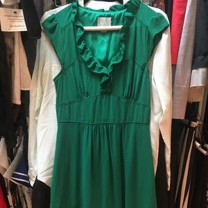 Emerald green dress from Anthropologie